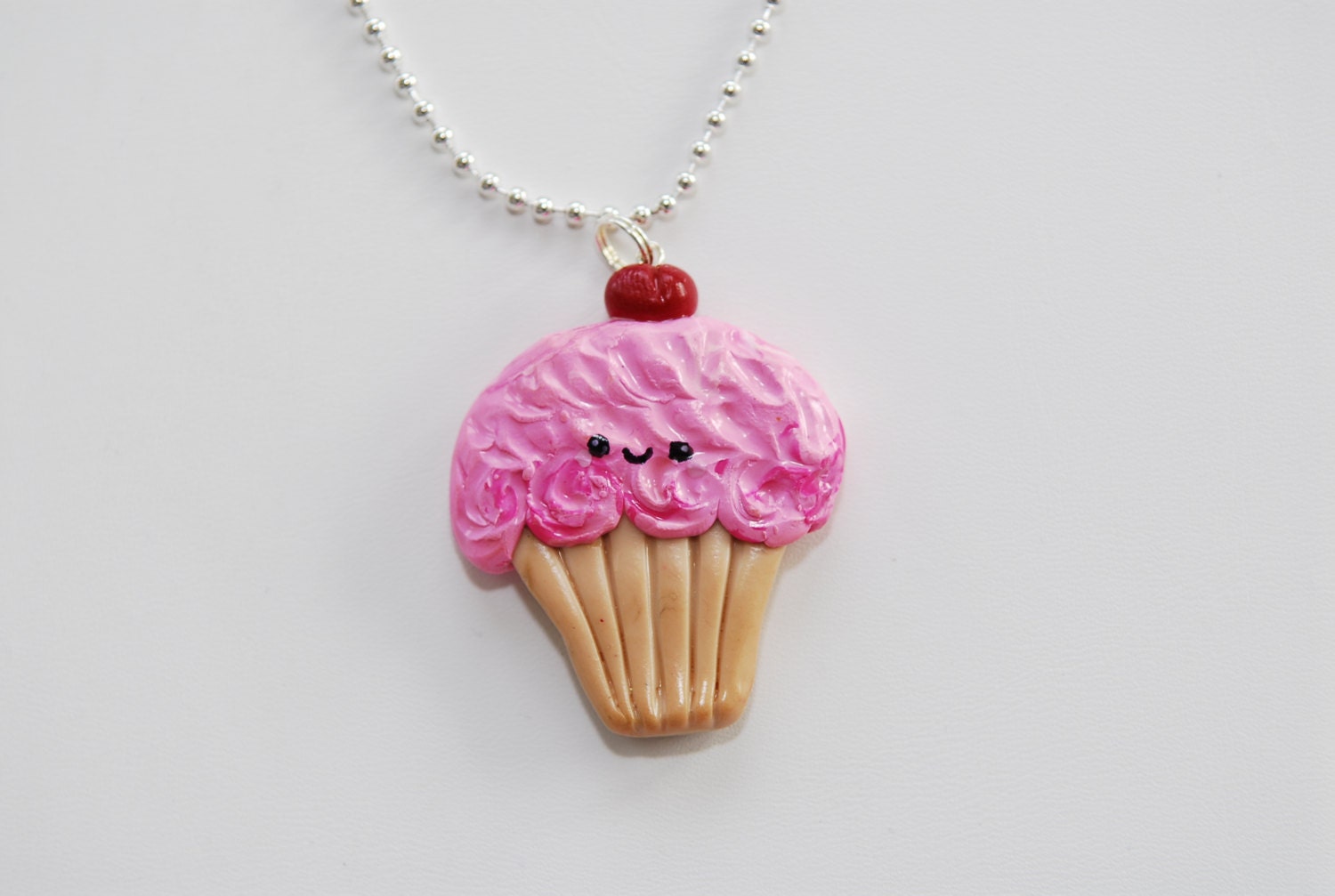 Cupcake Necklace-Polymer Clay- Cupcake Polymer Clay- Pink-Jewelry-Women Accessories-Food Polymer Clay