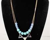 Galatica, triangle necklace with moonstone and Swarovski crystal, tribal inspired, by Nutcase Luxe