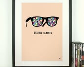 Pink concept poster stained glass glasses eyes poster print art - Stained glasses - A3
