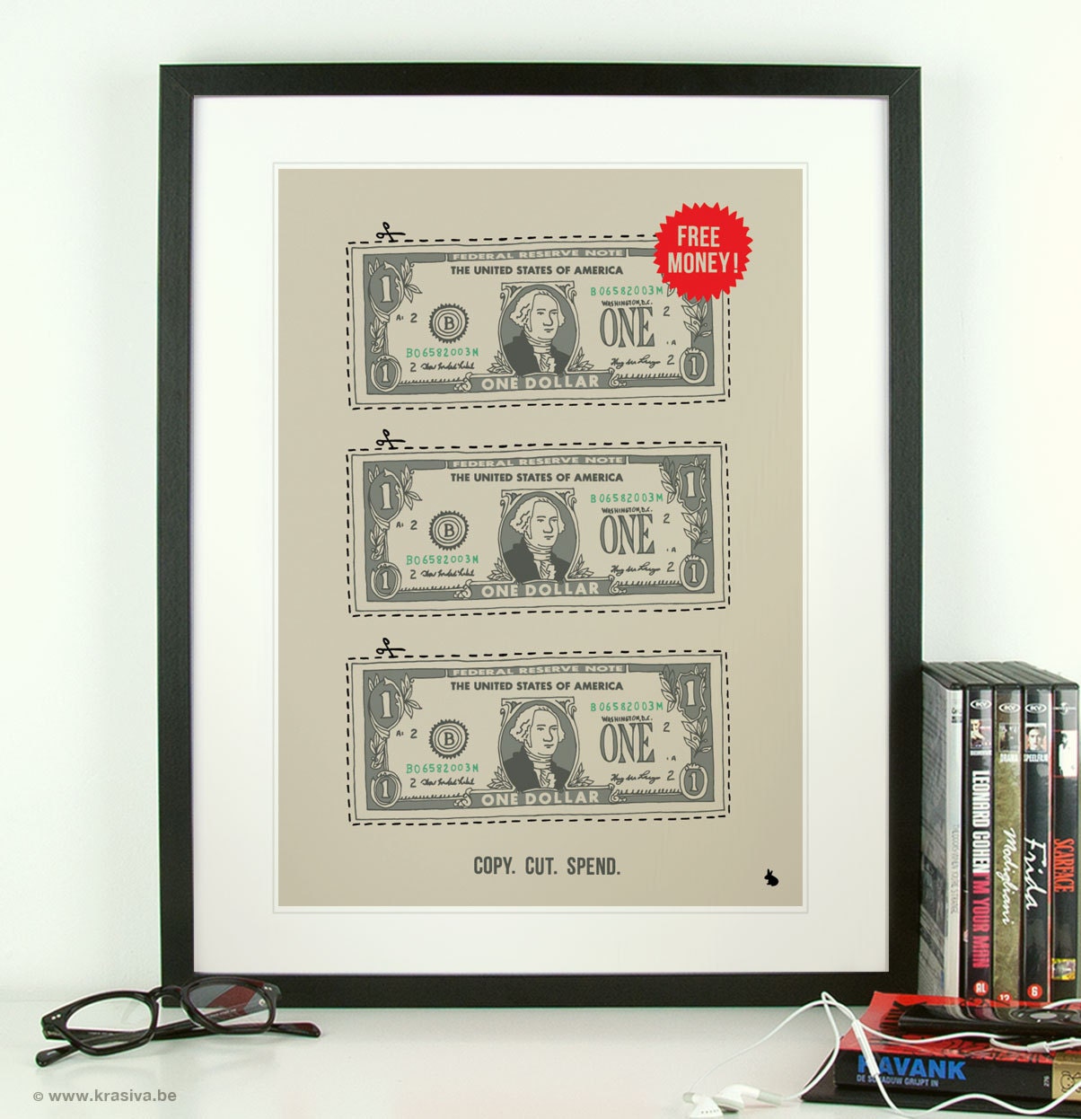 Free money conceptual poster cutout dollars coupon poster print art - Free money - A3