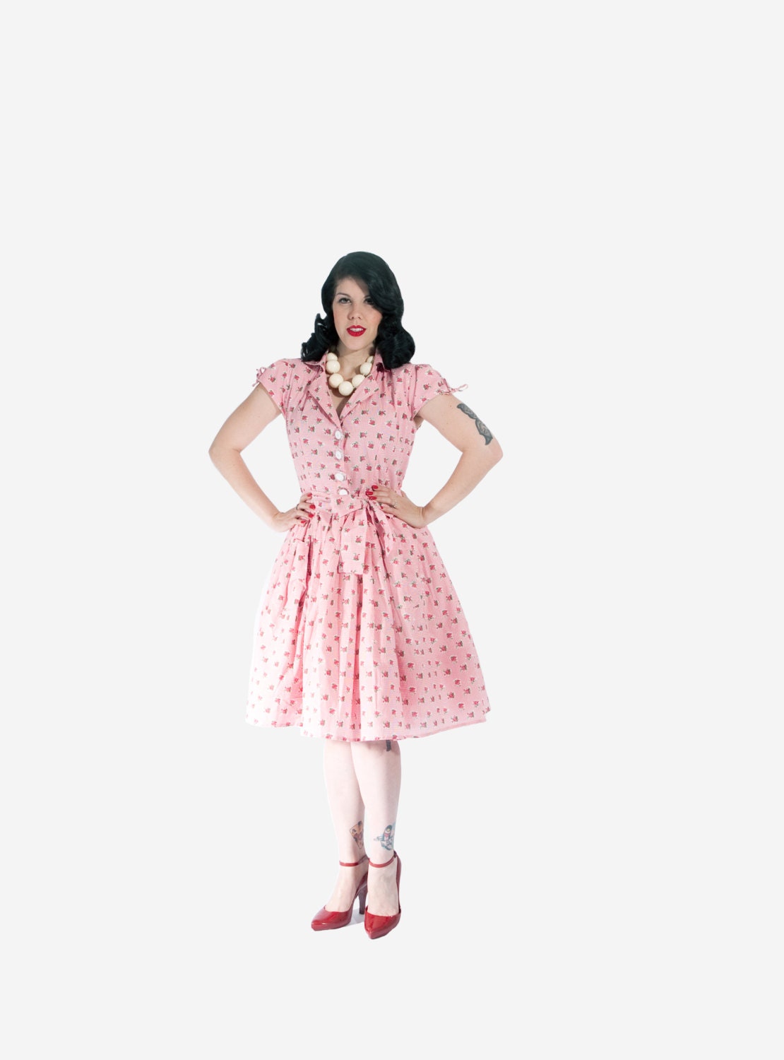 Vintage Button Tea Dress