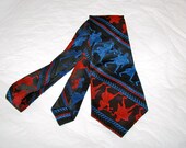 50s 60s Greek Gods Tie - Red and Blue - NICE