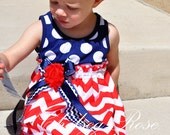 Gorgeous Chevron Baby and Toddler 4th OF JULY Dress, Baby Girl Dress, Independence Day Outfit for Toddler or Baby girl, 4th Of July outfit