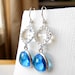 Azure Blue & Clear Crystal Dangle Earrings, Faceted Glass Stones, Silver Frames - "Something Blue" - Mother Sister Best Friend Gift