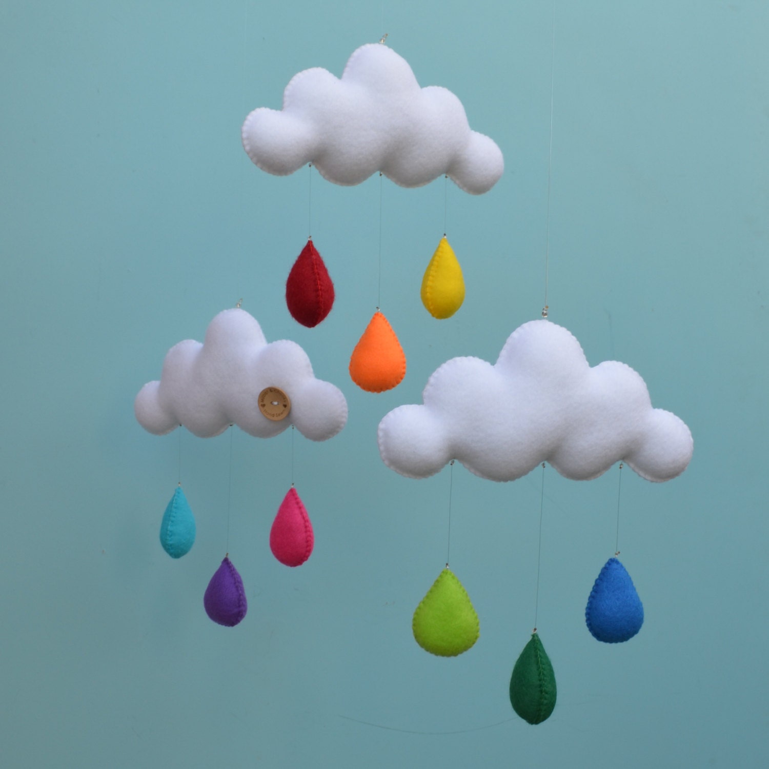 Hand made children's cloud mobile, nursery decor. "Rainbow" - MilbotandChooky