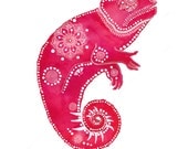 Magenta Chameleon Archival Art Print