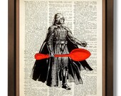 Star Wars Art Print / Poster / Mixed Media - He's got a new lightsaber - Vintage Dictionary art print, Dictionary print, ACRYLIC PAINTING