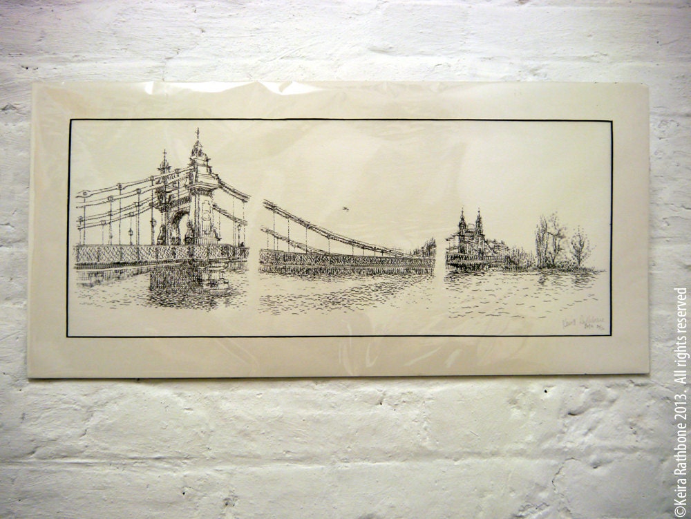 Keira Rathbone Typewriter Art: Limited edition signed & mounted print 'Why I Love Hammersmith Bridge in Under 100 Words' 2009