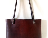 SALE // Leather Tote Bag / Carry-all / Lap Top Bag / Vintage army details / Mahogany