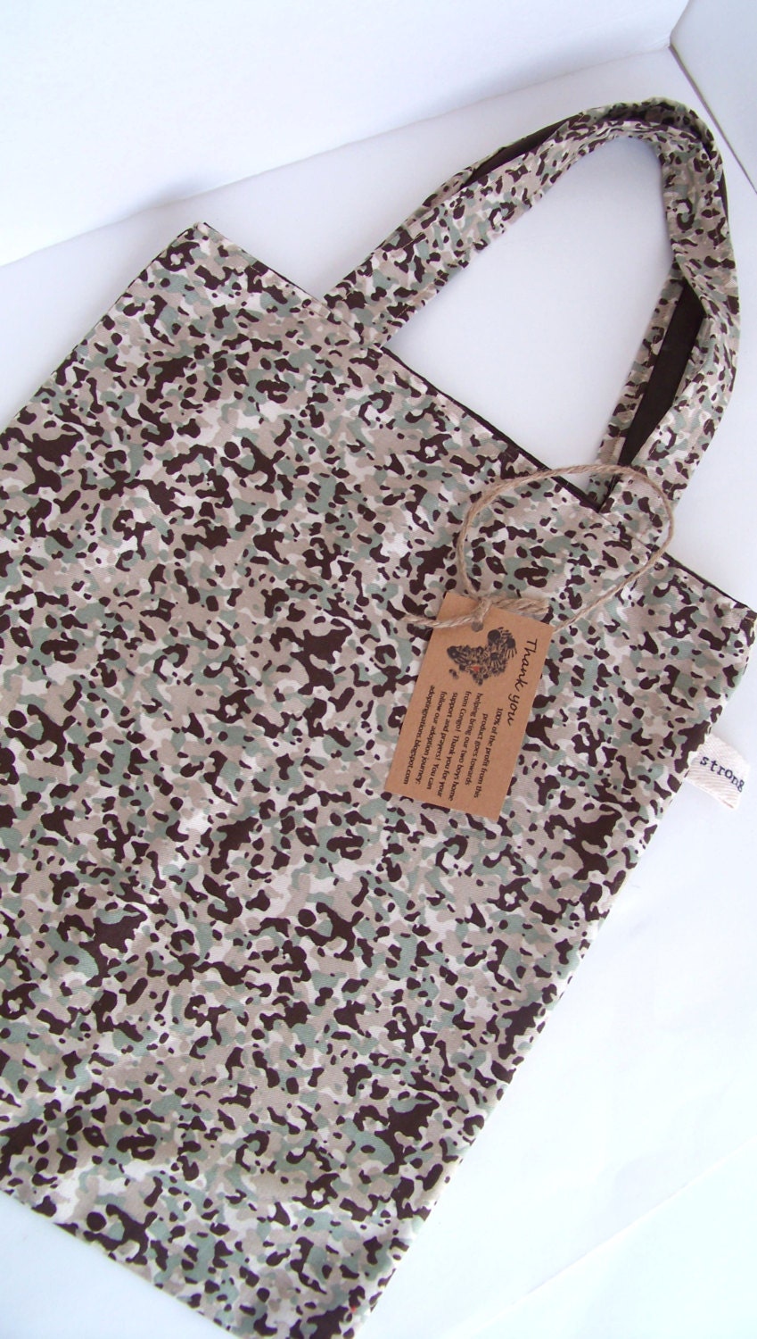 Camoflauge Tote Bag School Purse Princess Warrior Camo Jean Africa Adoption Fundraiser