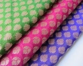 Silk craft pack green pink blue India silk brocade fabric nrs 94, 92 and 170 fat quarter each