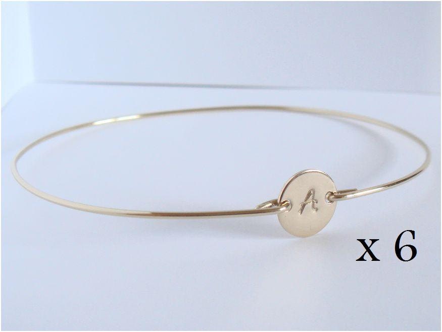 Bridesmaids initial bangles set - Bridal personalized initial bracelet - Bridesmaid gift - Custom initial bangle - Friendship bracelet