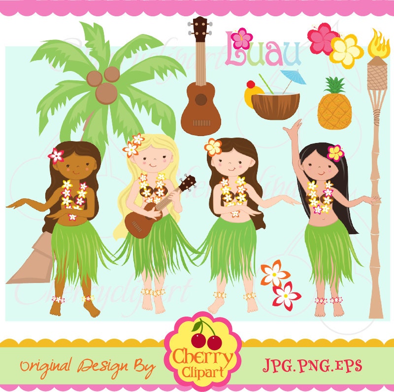 Luau party digital clipart set  for -Personal and Commercial Use-paper crafts,card making,scrapbooking,web design