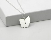 Sterling Silver State Love Heart Necklace - Ohio