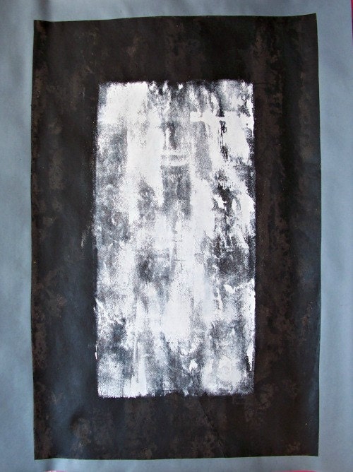 Black white grey Original abstract art Minimalist modern decor mixed media recycled paper home office painting 19.5"x 25.5"