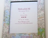 Decoupage San Diego Map Picture Frame - 8" by 10" frame featuring San Diego, California