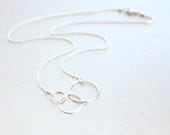 Circle Pendant Necklace - Eternity, Love, Friendship, Geometric, Sterling Silver, Linked Circles, Contemporary, Gift for Her Under 25