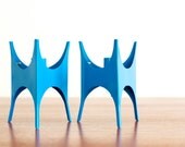 Rare Atomic Candle Holders Steel/Metal - Mid Century