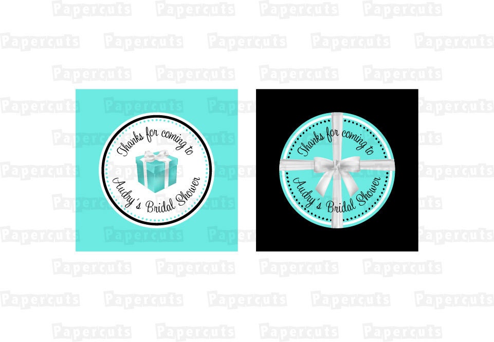 Printable DIY Turquoise and Black Personalized Bridal Shower Thank You Favor Tags