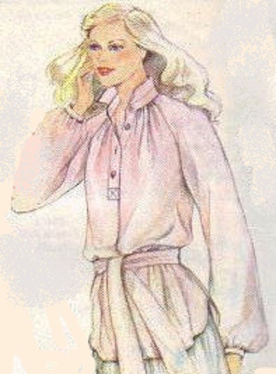 McCall's Sewing Pattern 1970s Pullover Tunic Loose Fit Blouse Raglan Sleeves Button Cuffs Neck Ruffle Boho Shirt Uncut FF Bust 34
