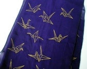 PURPLE SCARF - Purple & Gold Origami Paper Cranes Ladies Scarf