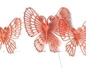 Coral Butterfly Wall Hangings - Vintage Home Decor