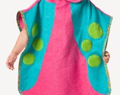 Kids hooded poncho towels beach cover up owl ladybug shark monkey with monogram embroidery