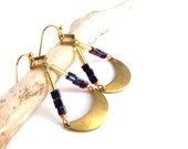 deep purple, coral & gold beaded bohemian earrings  //  Bohemian Fox Collection