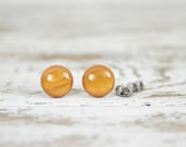 GOLDEN NUGGET - Sweet Tooth Studs - Gold - Golden Yellow Shimmer Post Earrings by Blissful Bird Studio