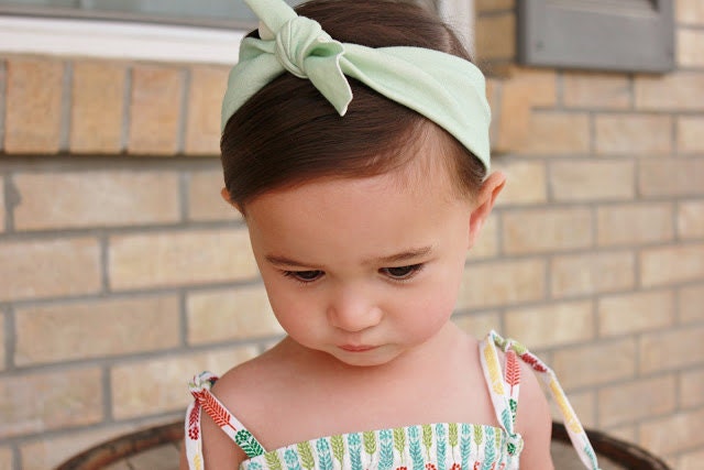 Girl's Organic Cotton Knot Headband, MInt Headband, Newborn, Infant, and Toddler Headband