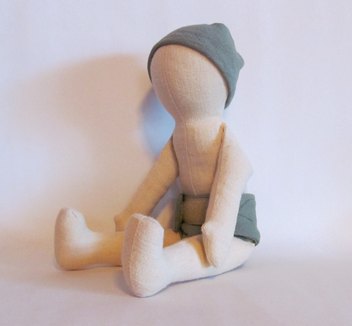 11" Soft Eco-friendly cloth baby with flannel diaper and knit cap