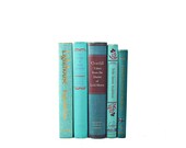 AQUA & TURQUOISE Decorative Books, Wedding Decor, Centerpiece, Book Collection Set, Ocean Beach, Interior Design, Home, teal blue