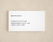 Typewriter Business Cards - Editor Style - Letterpress Black and White (50)