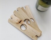 Three reclaimed wood wine caddy - salvaged pallet hostess wedding romantic table setting stackable gift occasion