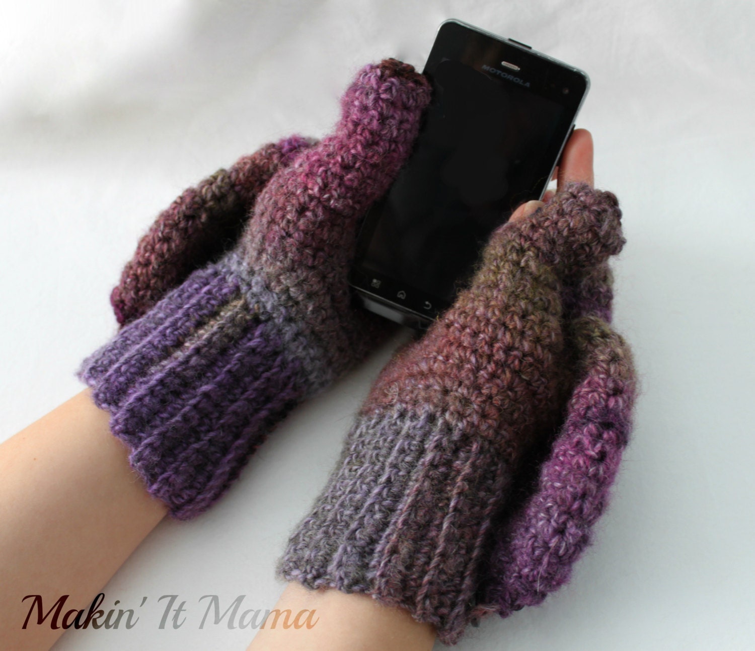 Wool Convertible Texting Mittens, Fingerless Gloves You pick color, Made to Order