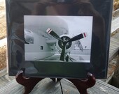 Matted, Air Lift, Military photo of aircraft propeller,
