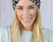 Tribal Headband Black and White Turband Twist Stretchy Headband Women's Fair Fashion Accessory