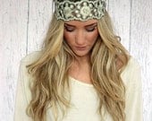 Great Gatsby Embroidered Lace Gold and Black Stretchy Headband Wedding Hair Band Wide Stretchy Lace Hairband