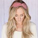 PINK Fabric Bow Hair Band Chunky HeadBand with Bow-Like Twist Headband Traditional Mauve Head Band Fabric Wrapped Bow Headband