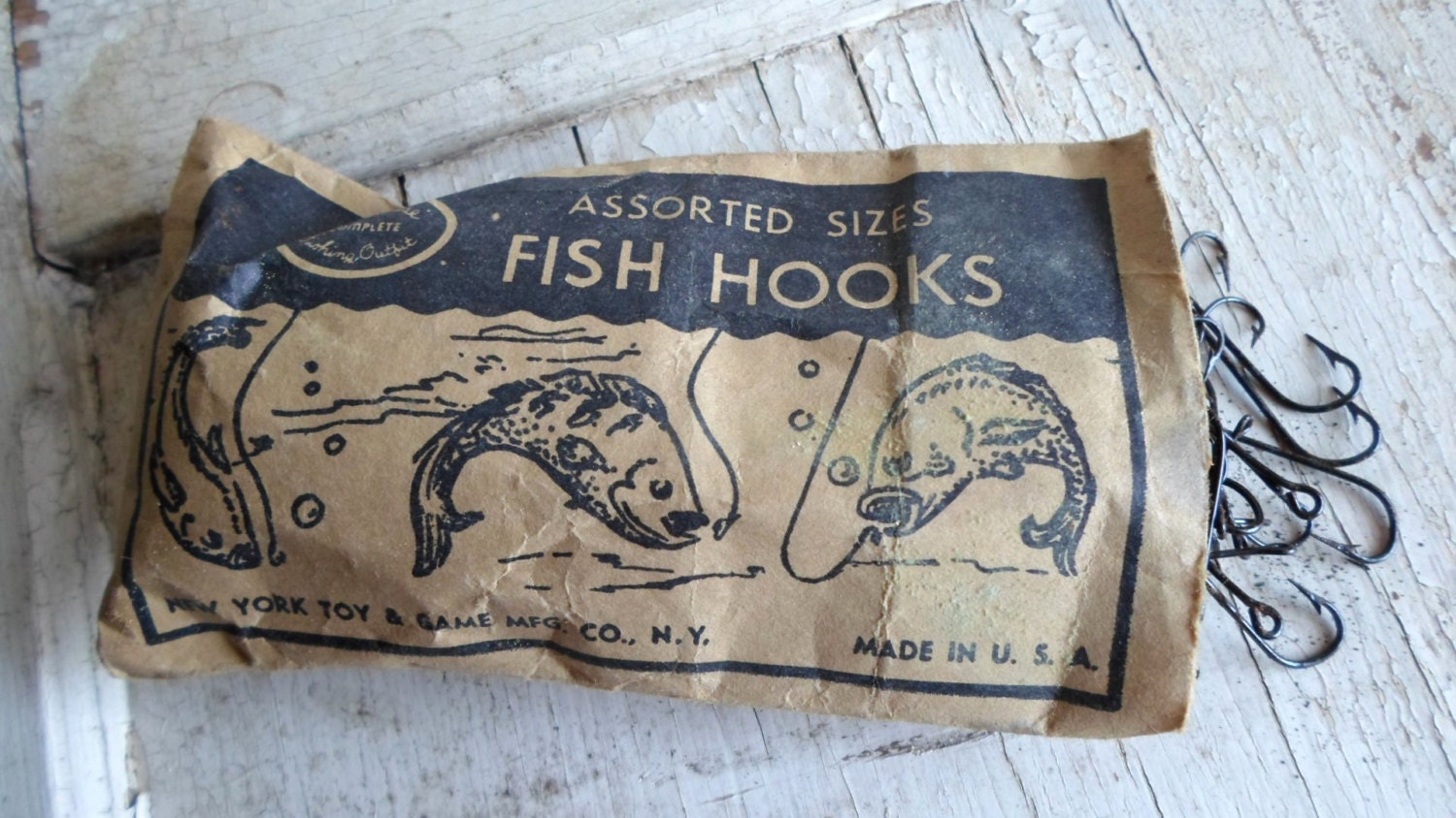 1940s, Vintage Fishing Hooks, Sports and Camping for Collection, Display, Props, Industrial, Hunting Lodge, Cabin