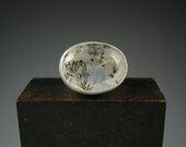 Faceted dendritic agate and silver cocktail ring