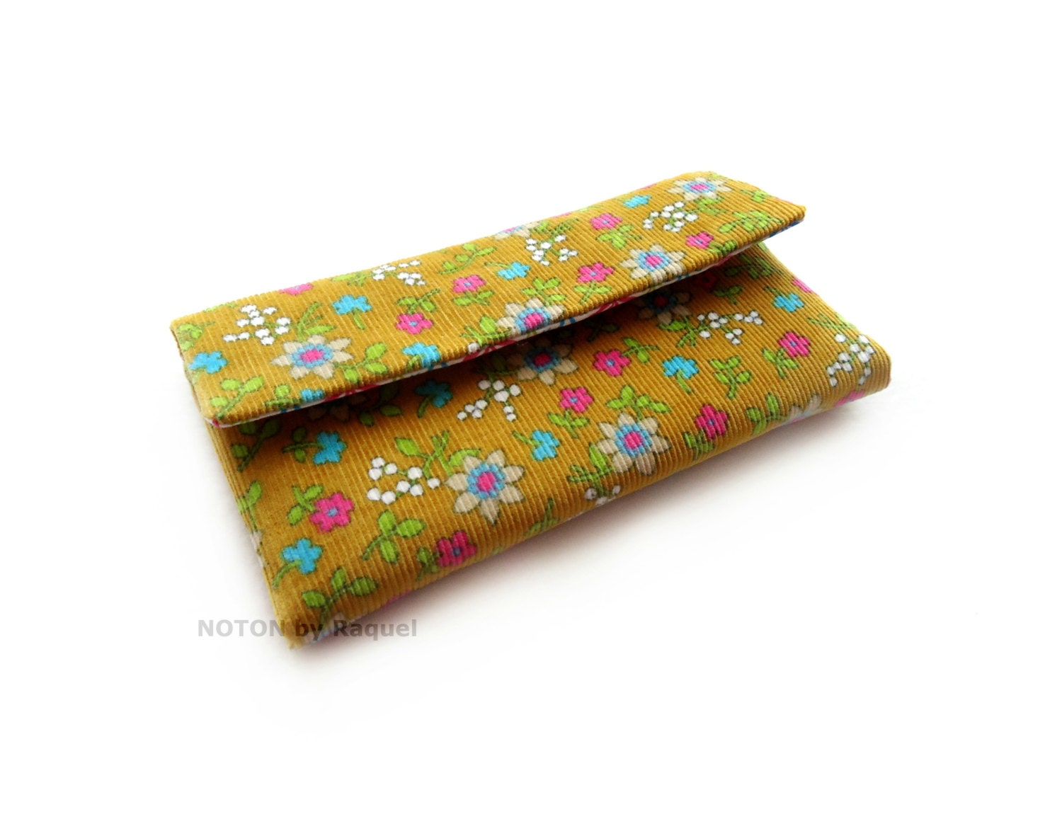 Womens Flowery Corduroy Boho Wallet, flowers fabric trifold wallet, textile wallet, checkbook wallet, womens accessories