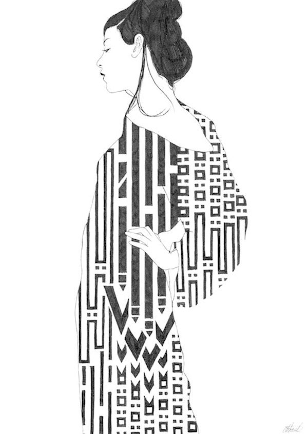 Original artwork // ink sketch // A3 // geometric wanderings