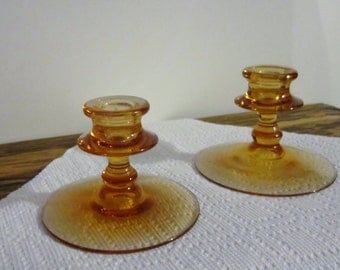 Amber Candle Holders Vintage Viking Glass Amber Candle Holders