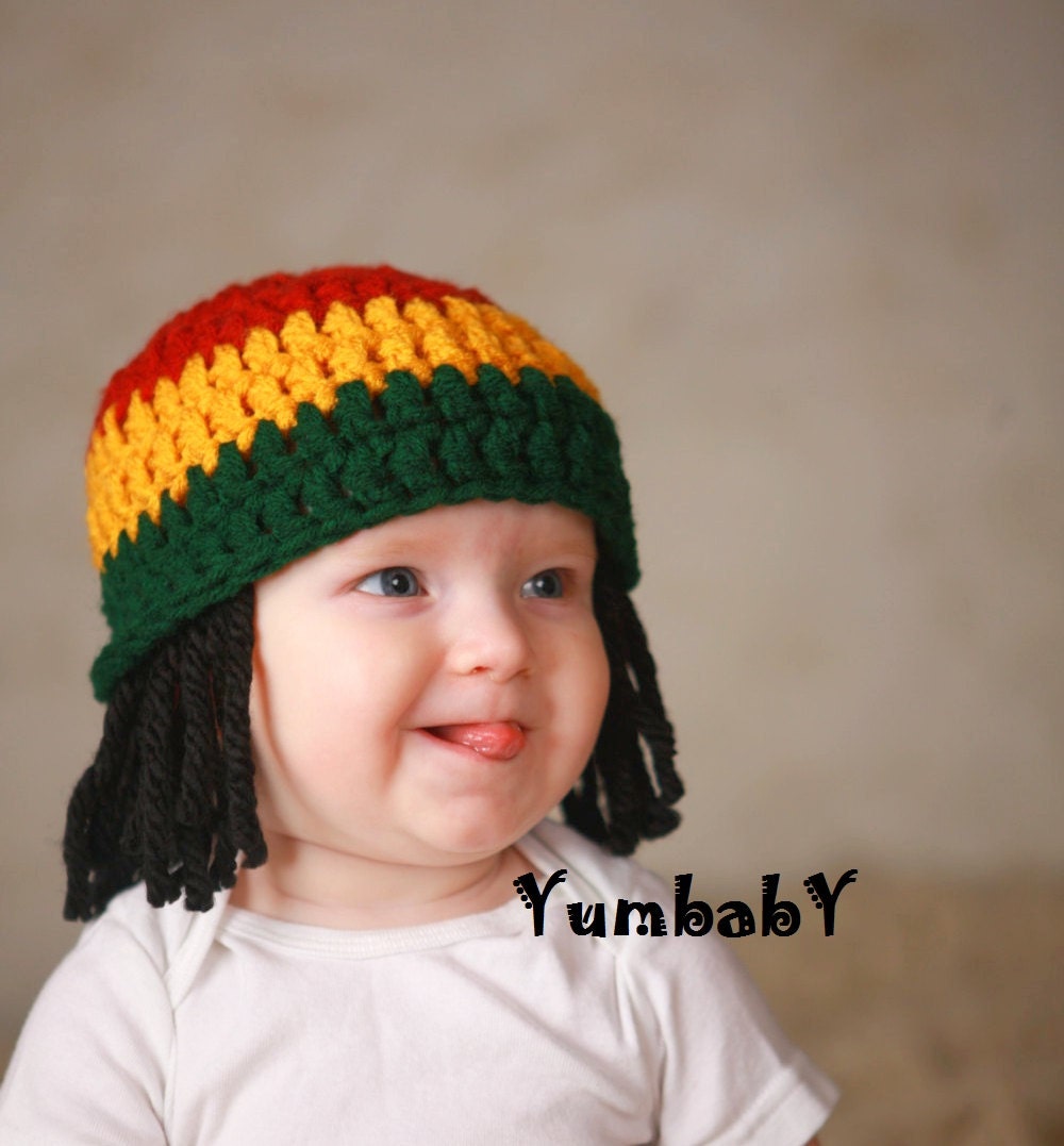 Baby Hats Rasta Beanie Baby Wig Photo Props Toddler Costume Photography Prop Yellow Rasta Baby Rasta Dreads Black Dreadlocks Baby Wig