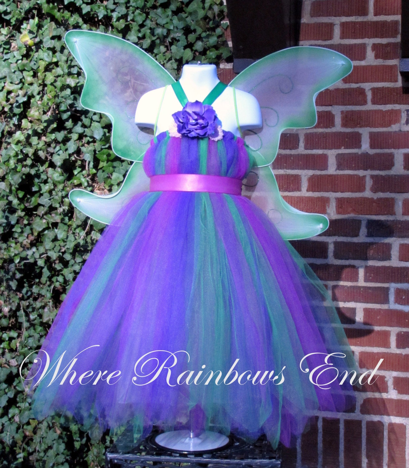 Woodland Fairy Tutu Dress with large Fairy Wings 3t, 4t, 5t