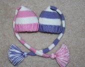 Newborn Twin Hats, Twin Girl Photo Prop, Elf Hat.