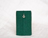 Wallet. Credit Card Holder with Anchor. Nautical Emerald Green. ID Card Wallet. Credit Card Case. Eco-Friendly