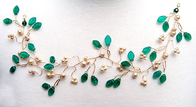 Emerald Green Bridal Hair Vine, Hair Piece, Wedding Accessories, Bridal Hair Accessories