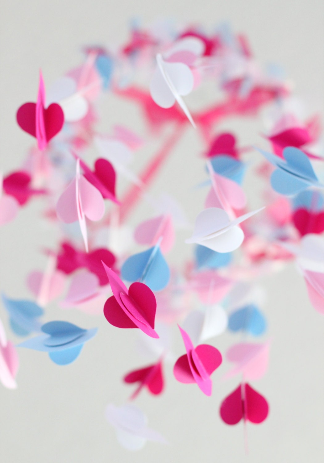 Pink, Blue & White Bird Nursery Mobile- Baby Nursery Decor, Baby Shower Gifts